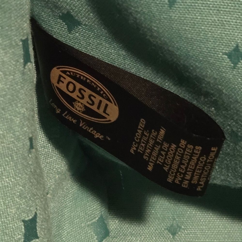 Fossil Keyper Blue Tote Bag With Tan Accents - image 7